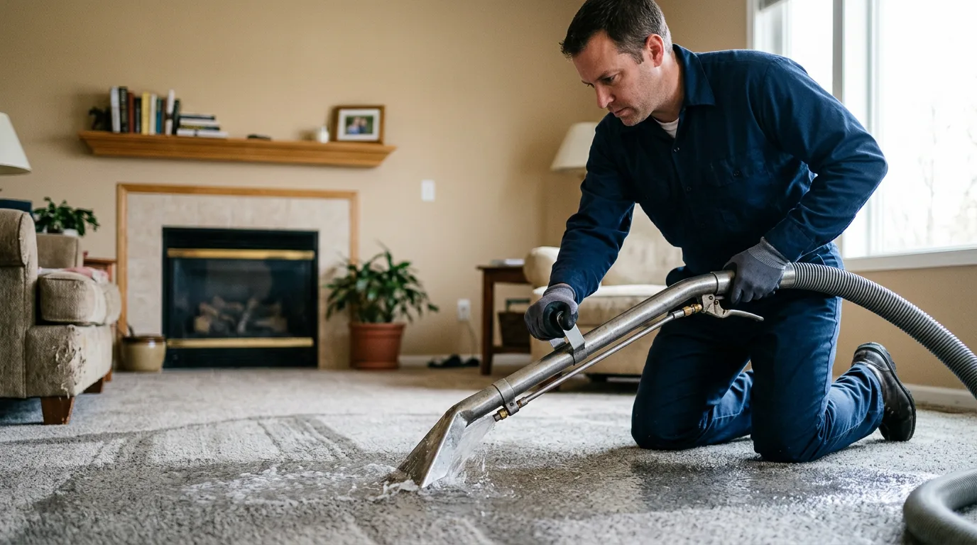 Water damage restoration technician working near Aliceville, AL